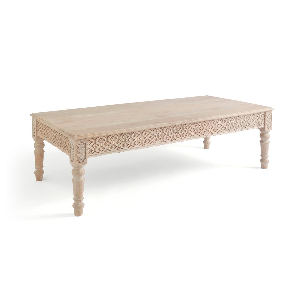 Lolita Carved Coffee Table, Mango Wood White – image 5