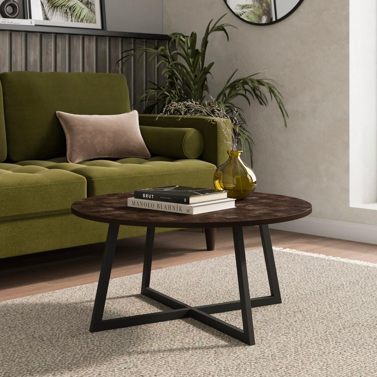 Brayden Coffee Table, Parquet Effect Brown – image 2