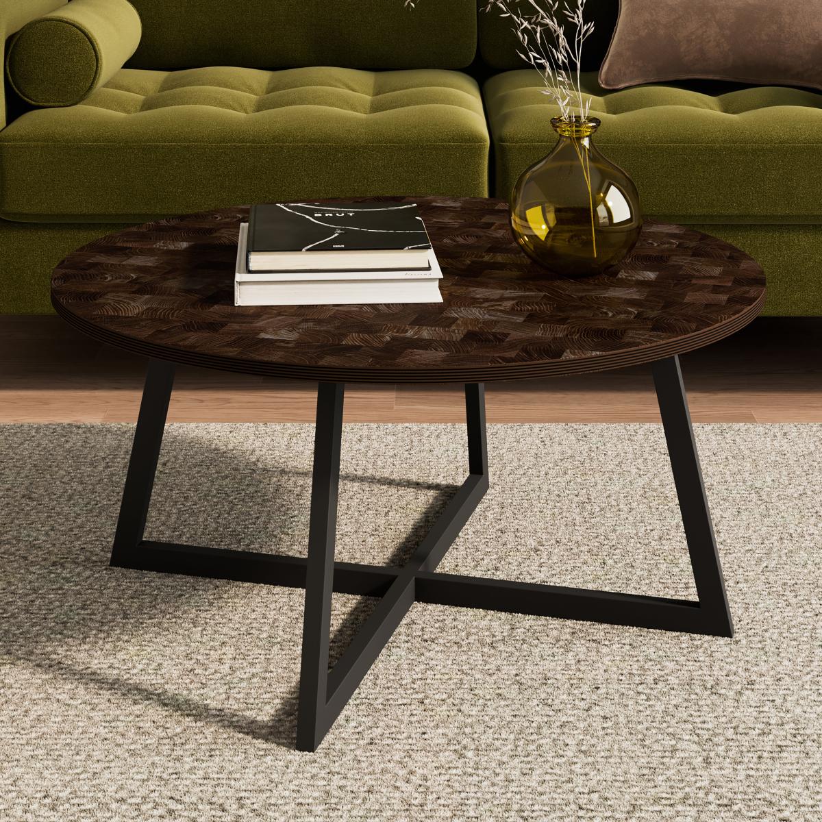 Brayden Coffee Table, Parquet Effect Brown – image 4