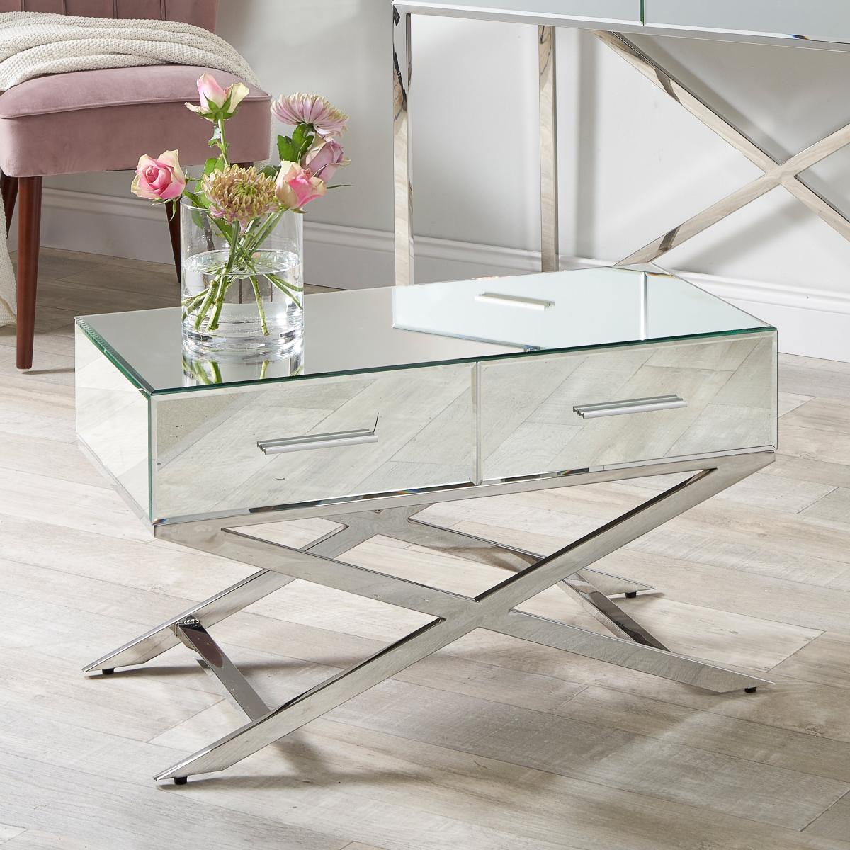 Pacific Rocco Mirrored Coffee Table, Silver Silver – image 1