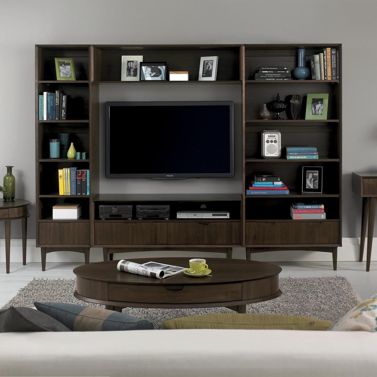 Skandi Walnut Coffee Table with Drawer Chocolate Brown – image 3