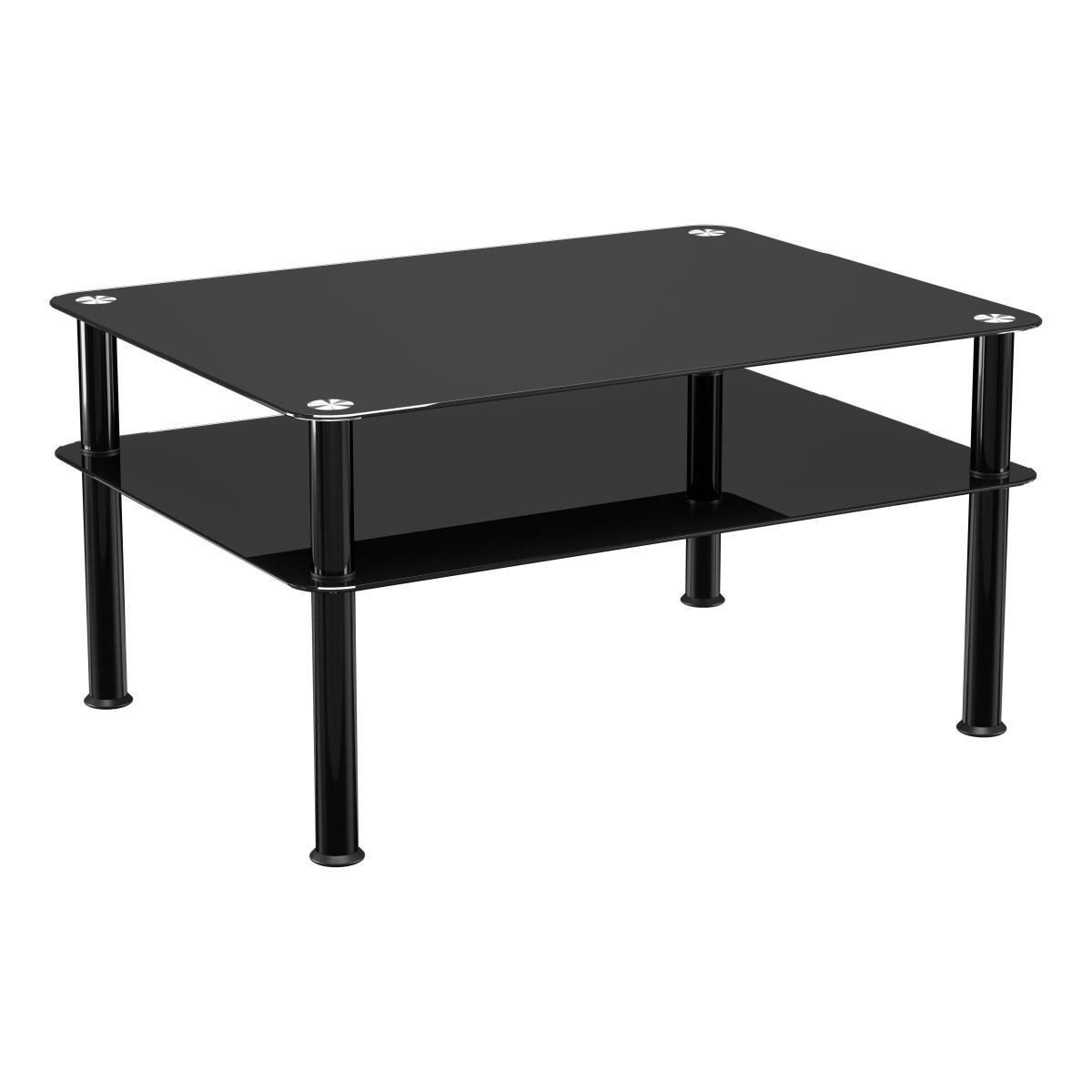 AVF Large Coffee Table, Black Glass with Black Legs Black – image 2