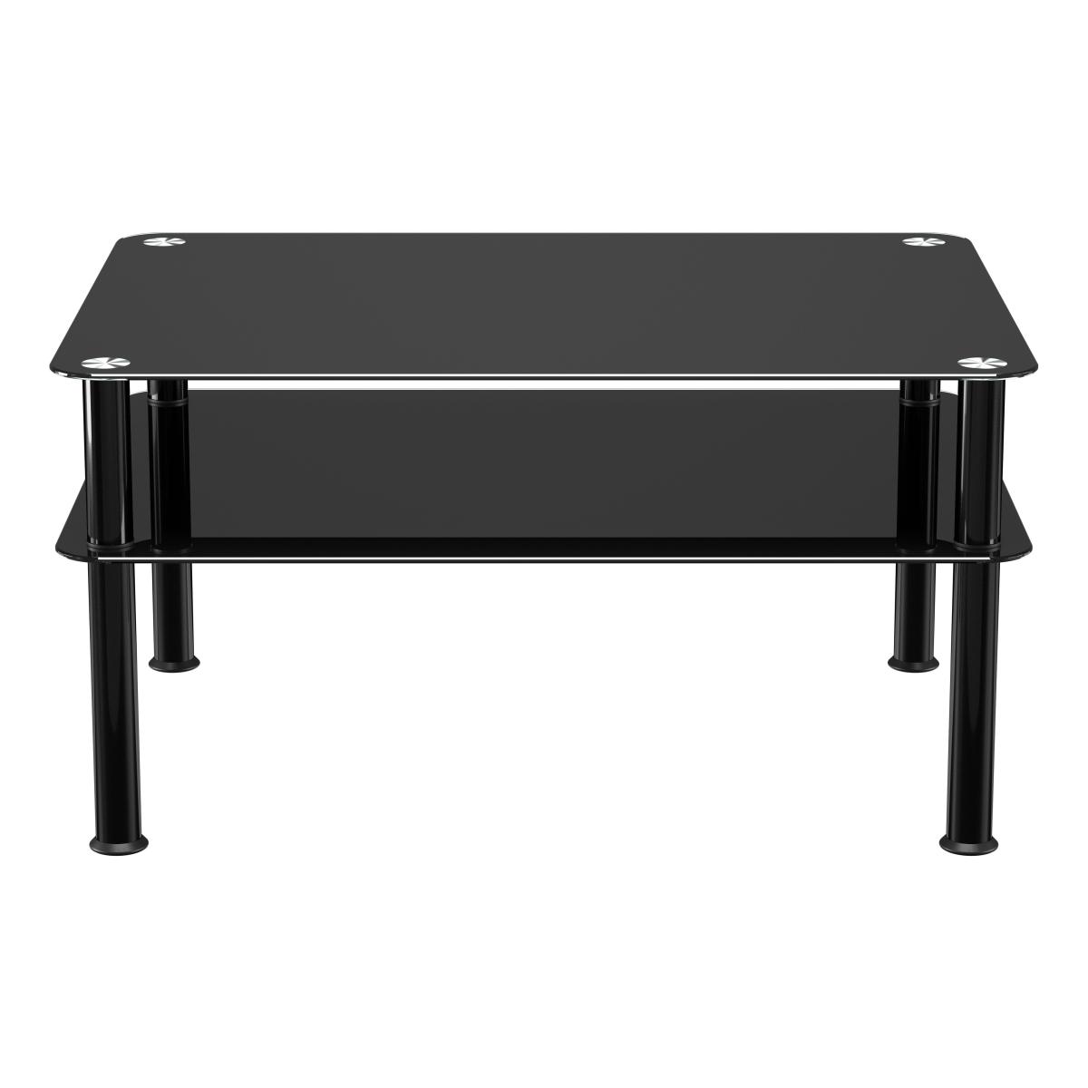 AVF Large Coffee Table, Black Glass with Black Legs Black – image 3