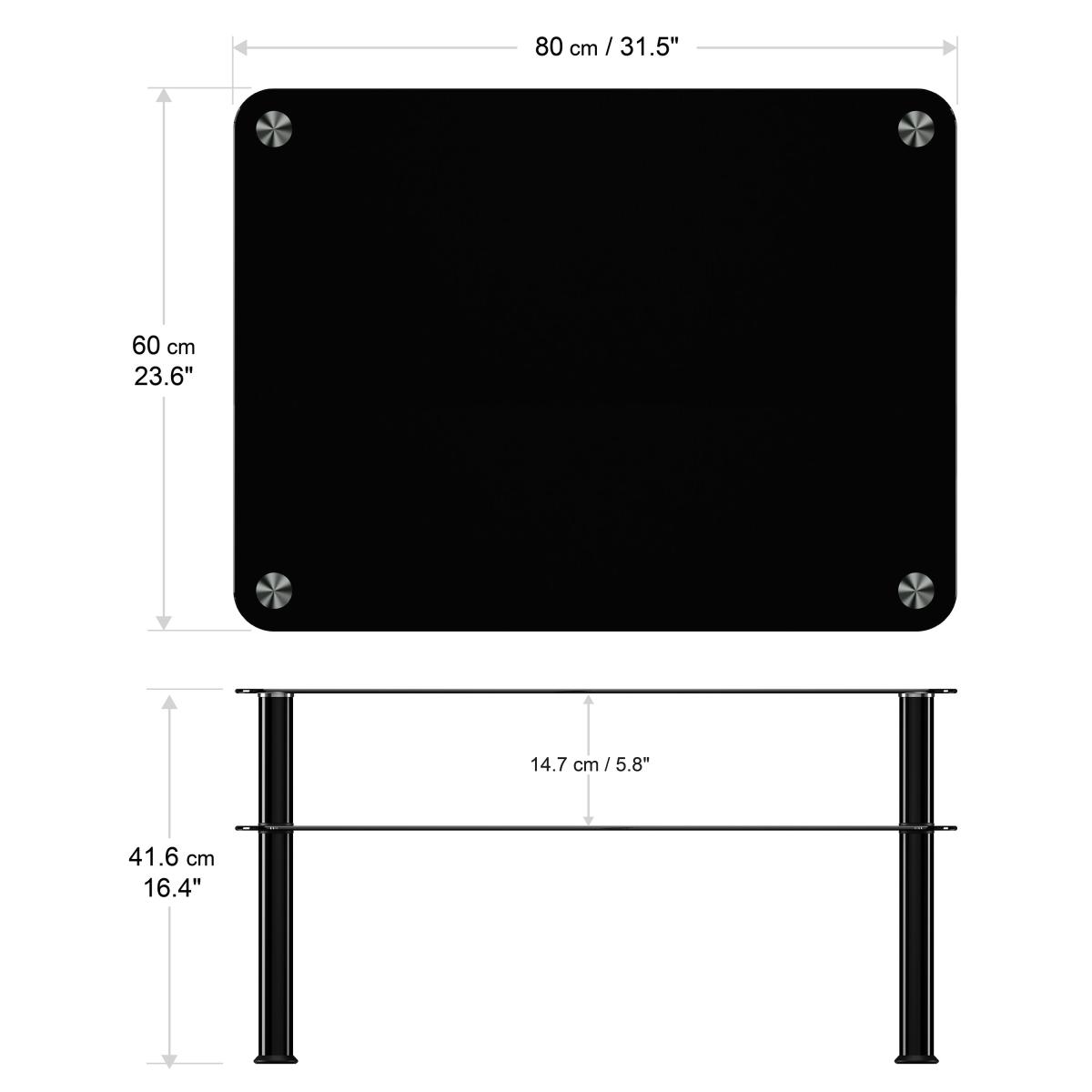 AVF Large Coffee Table, Black Glass with Black Legs Black – image 5