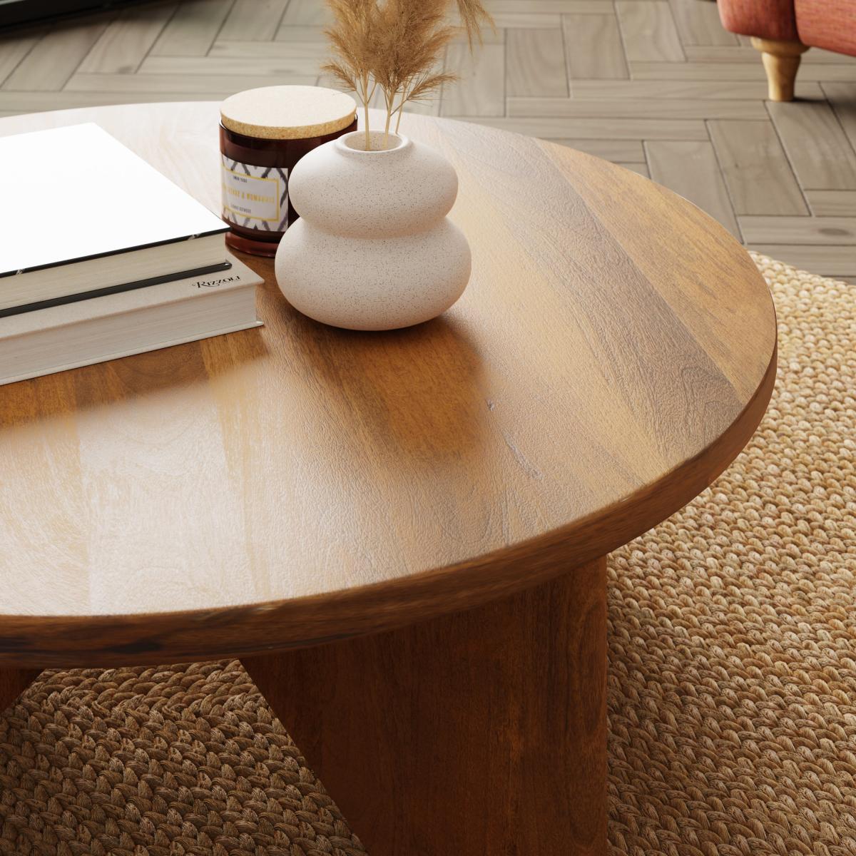 Kalpen Coffee Table, Mango Wood Light Wood – image 3