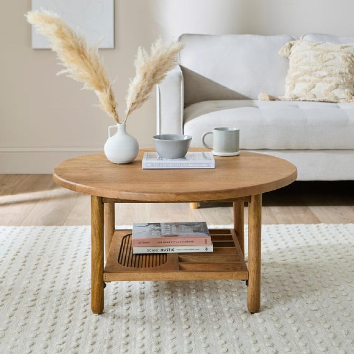 Khari Round Coffee Table, Mango Wood – image 1