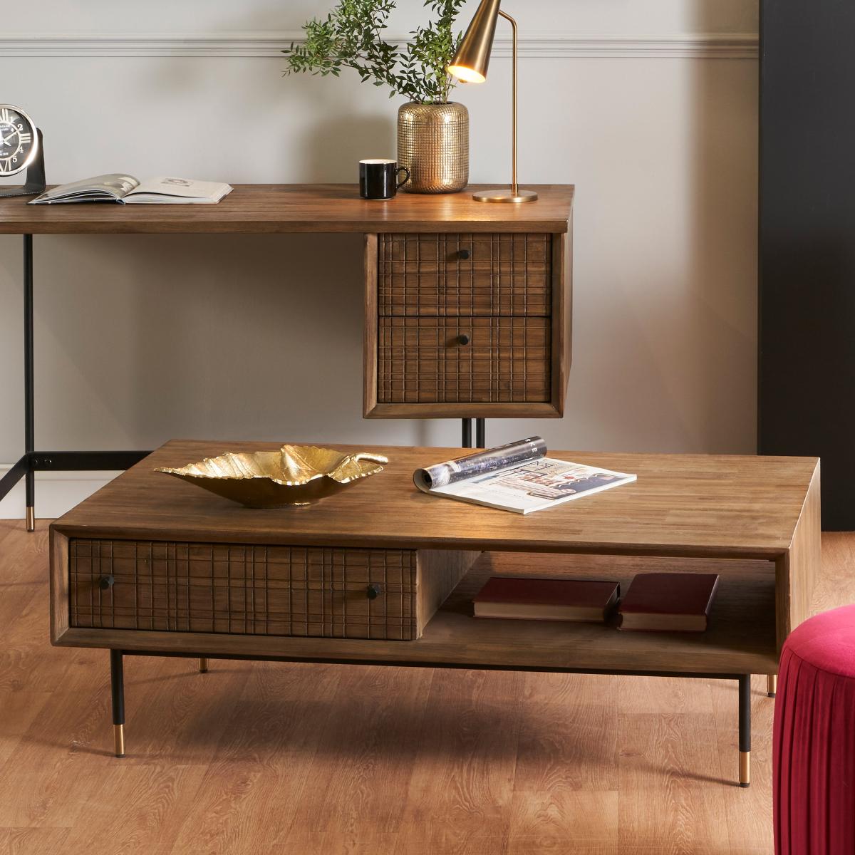 Pacific Arte Coffee Table, Dark Acacia Wood Brown – image 1
