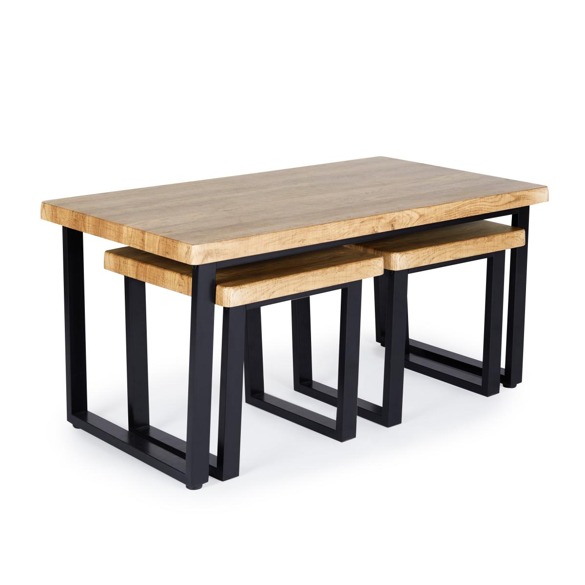 Freddie Oak Effect Nest Coffee Table Brown – image 2