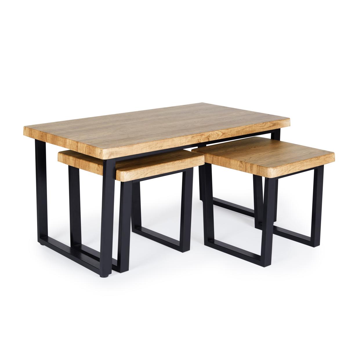 Freddie Oak Effect Nest Coffee Table Brown – image 3
