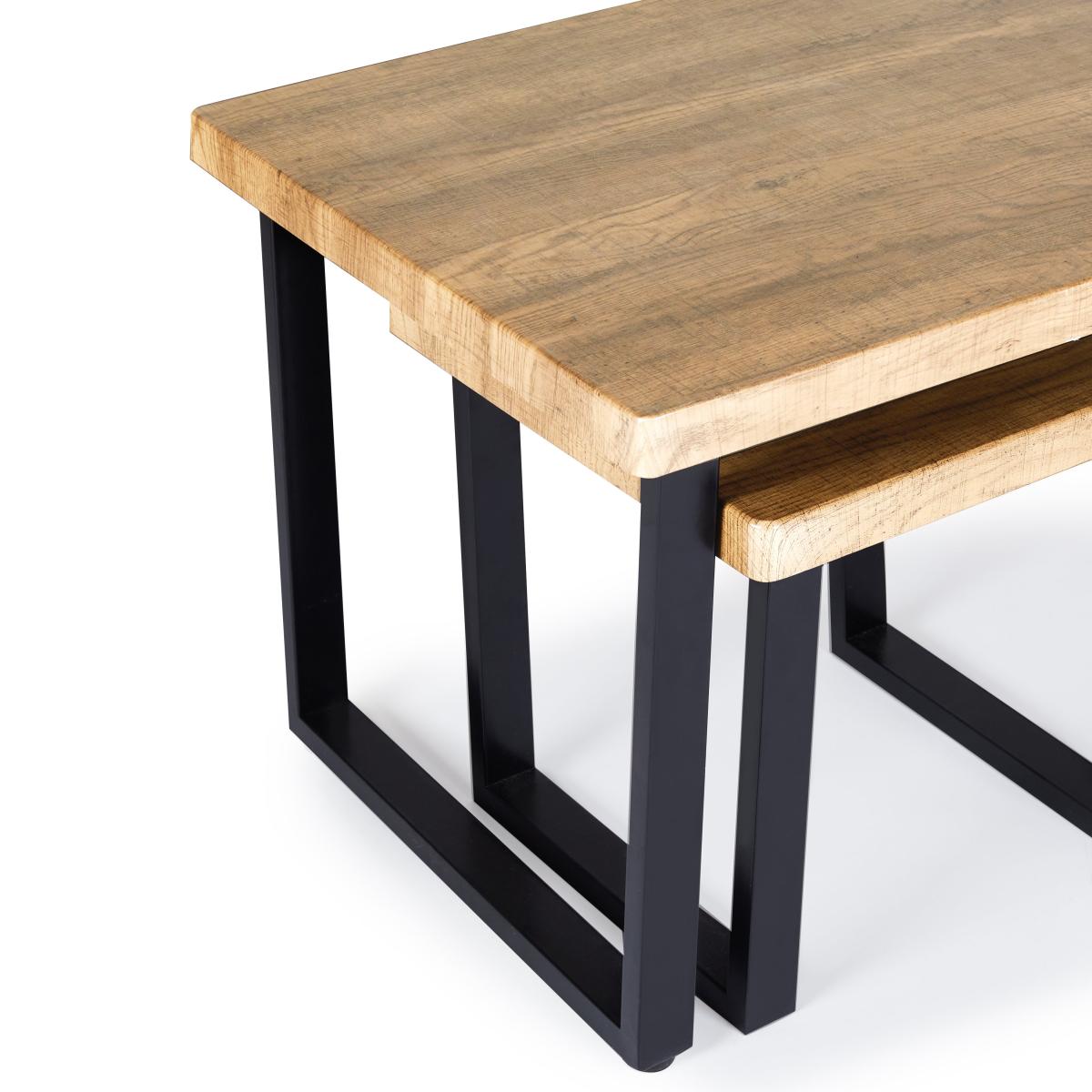Freddie Oak Effect Nest Coffee Table Brown – image 5