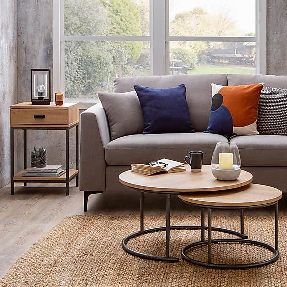Fulton Oak Effect Set of 2 Coffee Tables Light Oak – image 3