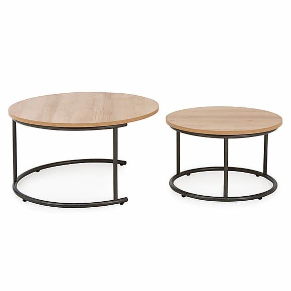 Fulton Oak Effect Set of 2 Coffee Tables Light Oak – image 4