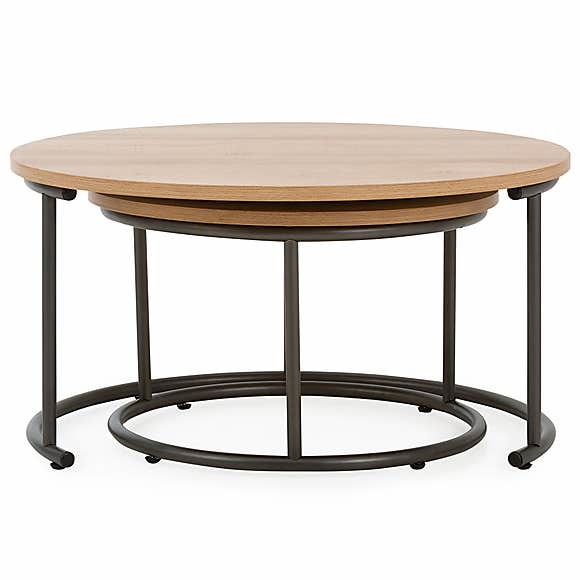 Fulton Oak Effect Set of 2 Coffee Tables Light Oak – image 5