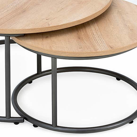 Fulton Oak Effect Set of 2 Coffee Tables Light Oak – image 6