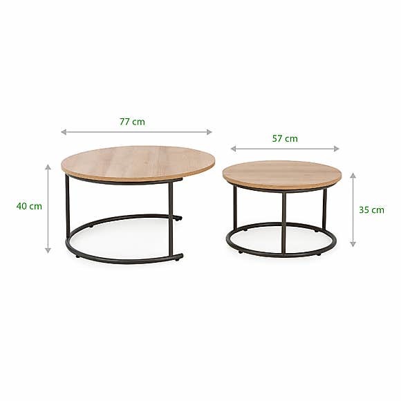 Fulton Oak Effect Set of 2 Coffee Tables Light Oak – image 7