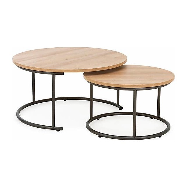 Fulton Oak Effect Set of 2 Coffee Tables Light Oak – image 2