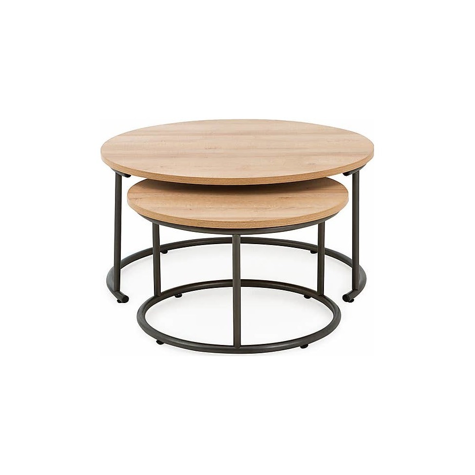 Fulton Oak Effect Set of 2 Coffee Tables Light Oak – image 1
