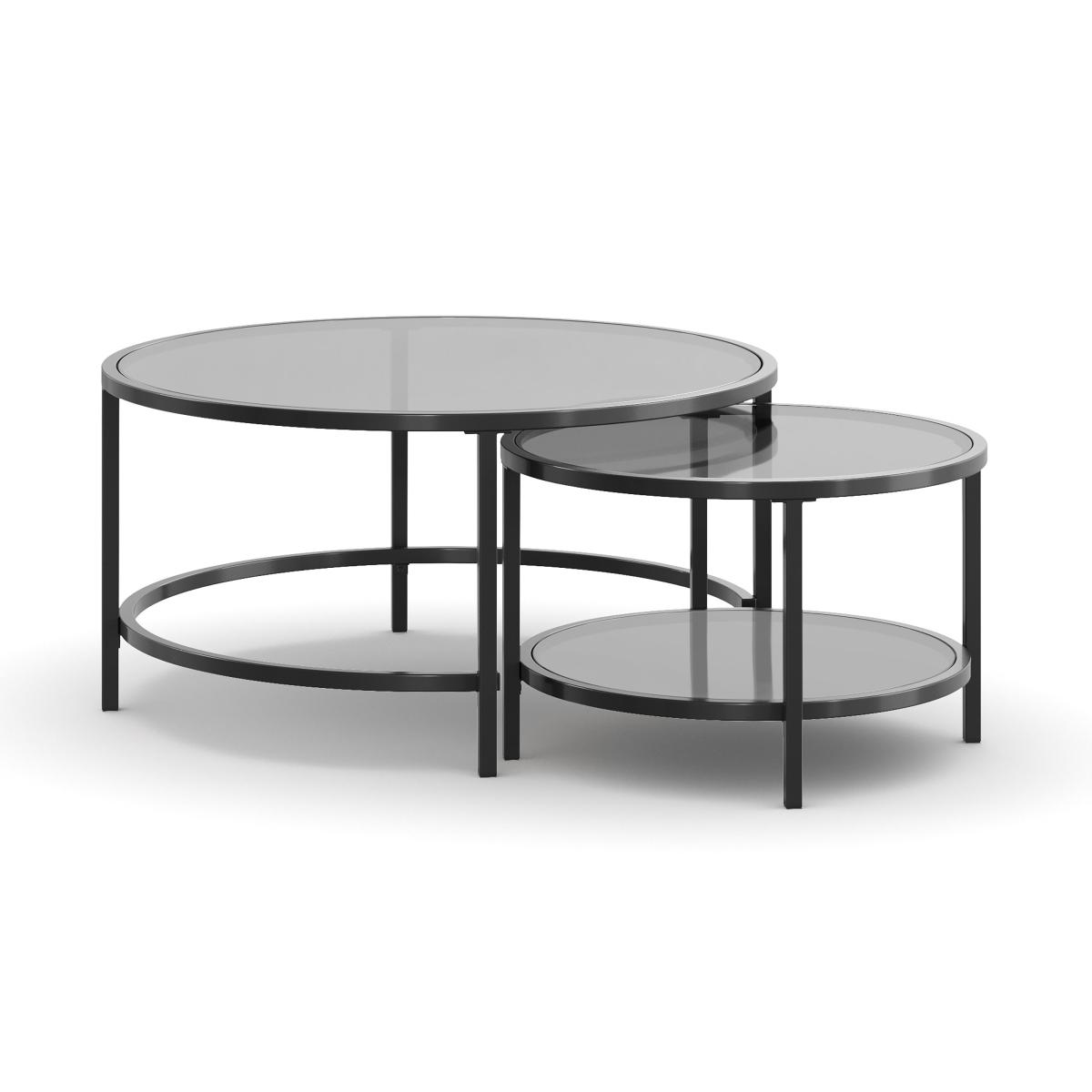 Return - Sofia Glass Coffee Nest of Tables, Smoked Glass Black Black – image 5
