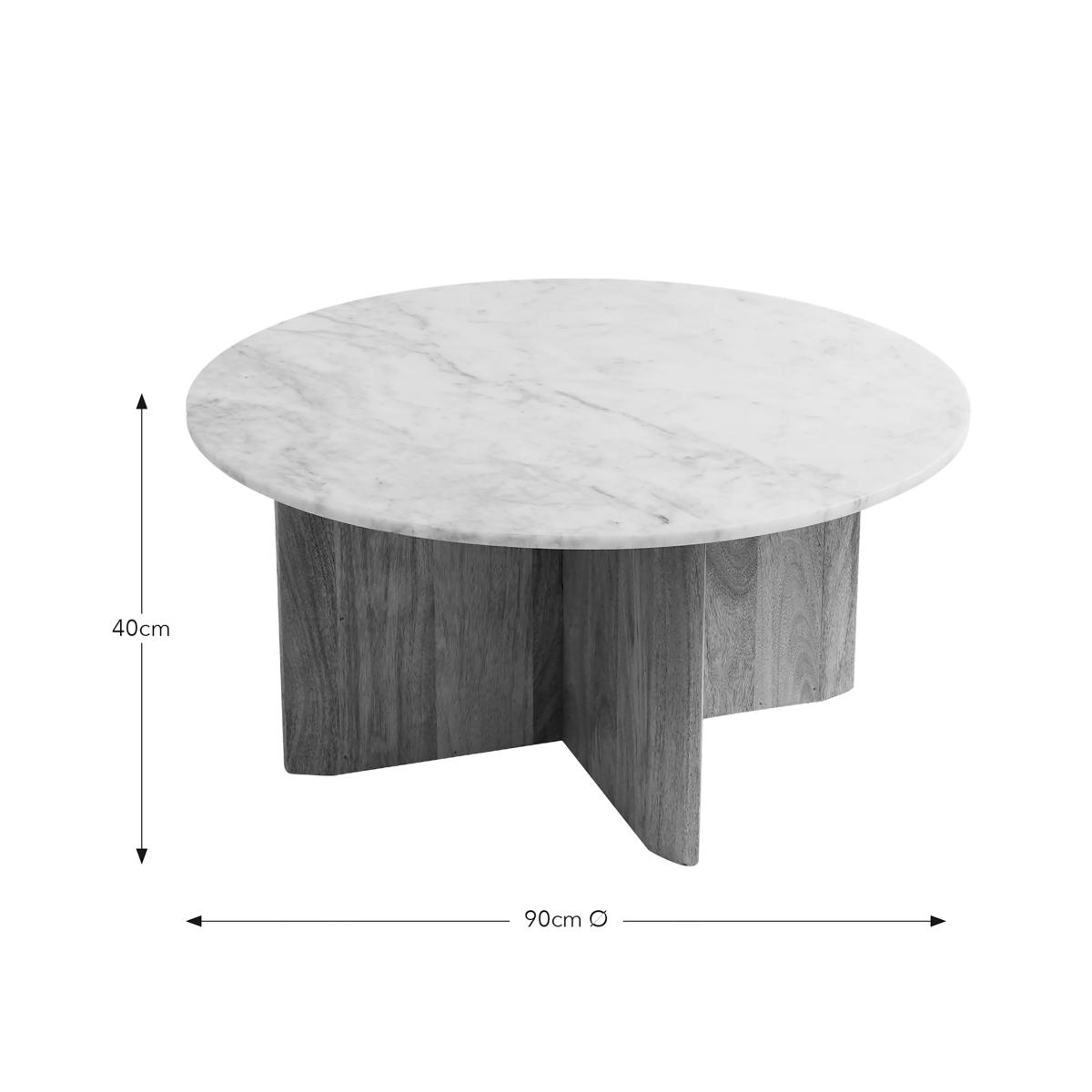 Arya Round Coffee Table, Mango Wood and Marble Natural – image 5