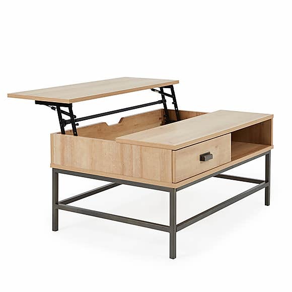 Fulton Oak Effect Lift Up Coffee Table Brown and Grey – image 5