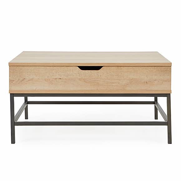 Fulton Oak Effect Lift Up Coffee Table Brown and Grey – image 6