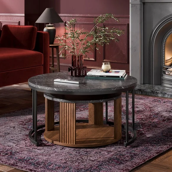 Georgi Marble Effect Nest of Coffee Tables – image 2