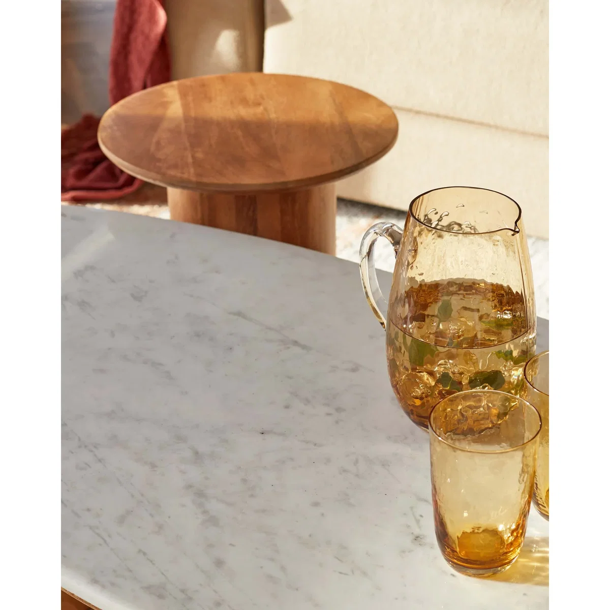 Cara light mango wood marble top coffee table – image 6