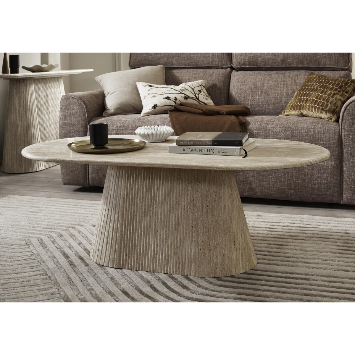 Romeo Oval Coffee Table with Pedestal Base - Living Room Furniture - In Time for Christmas – image 2