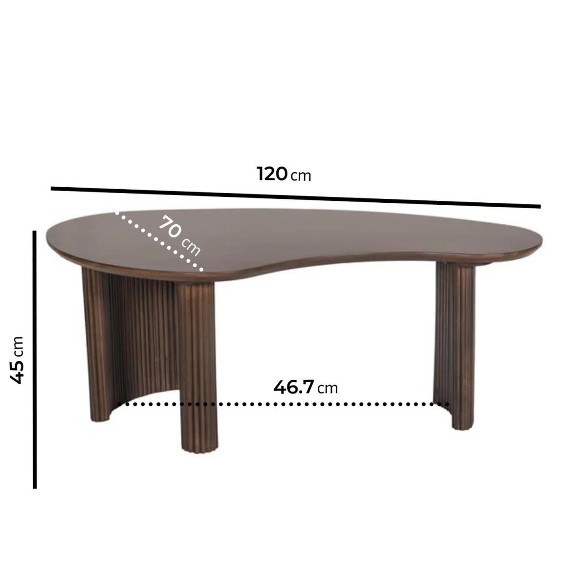 Large Curved Walnut Coffee Table with 3 Legs - Ivan – image 3