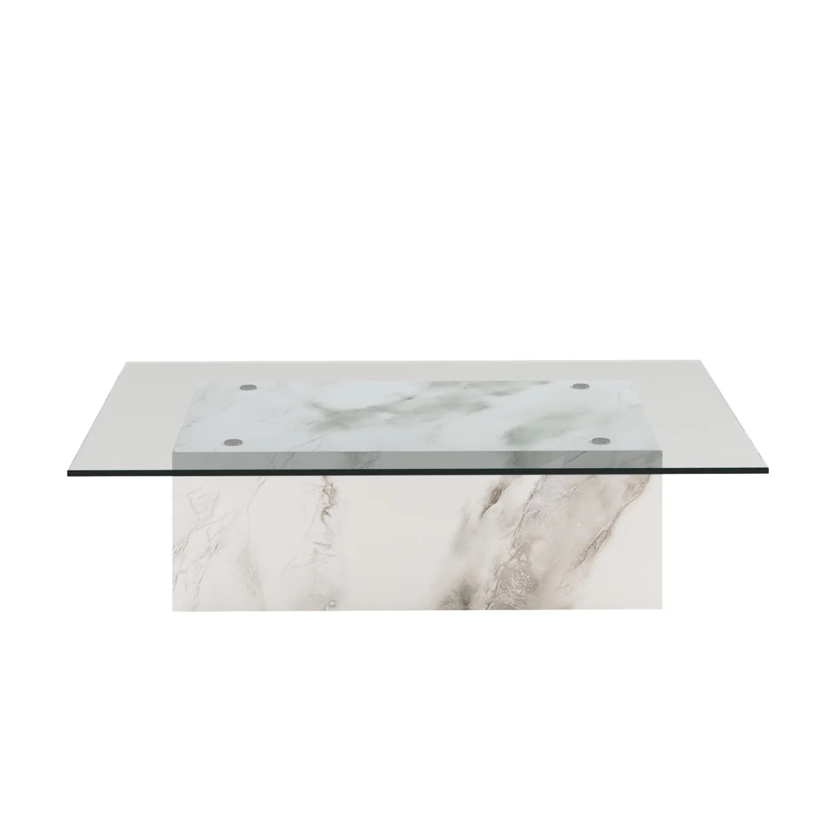 Large Rectangular Glass and White Marble Effect Coffee Table - Celine – image 5
