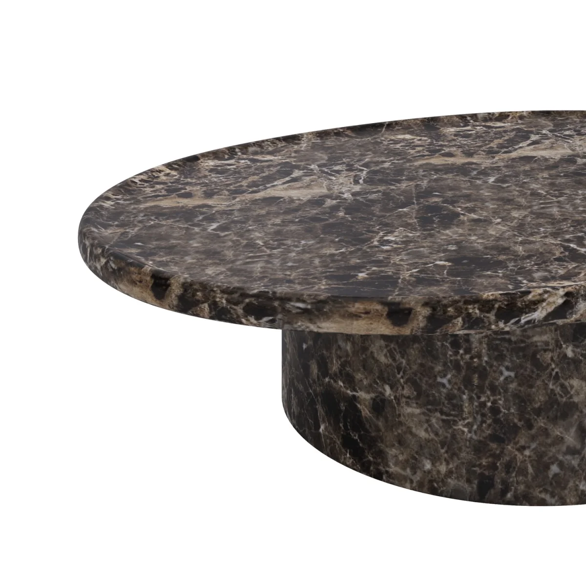 Large Brown Marble Effect Oval Coffee Table - Arrezzo – image 4