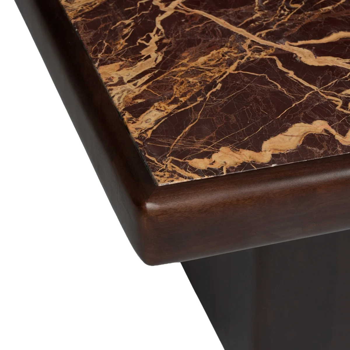 Large Mango Wood and Red Marble Square Coffee Table - Rana – image 8