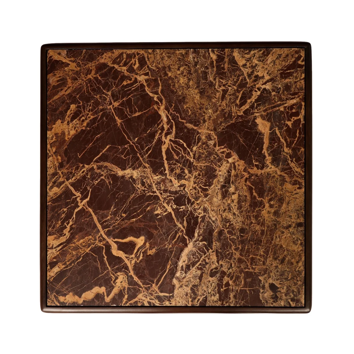 Large Mango Wood and Red Marble Square Coffee Table - Rana – image 9