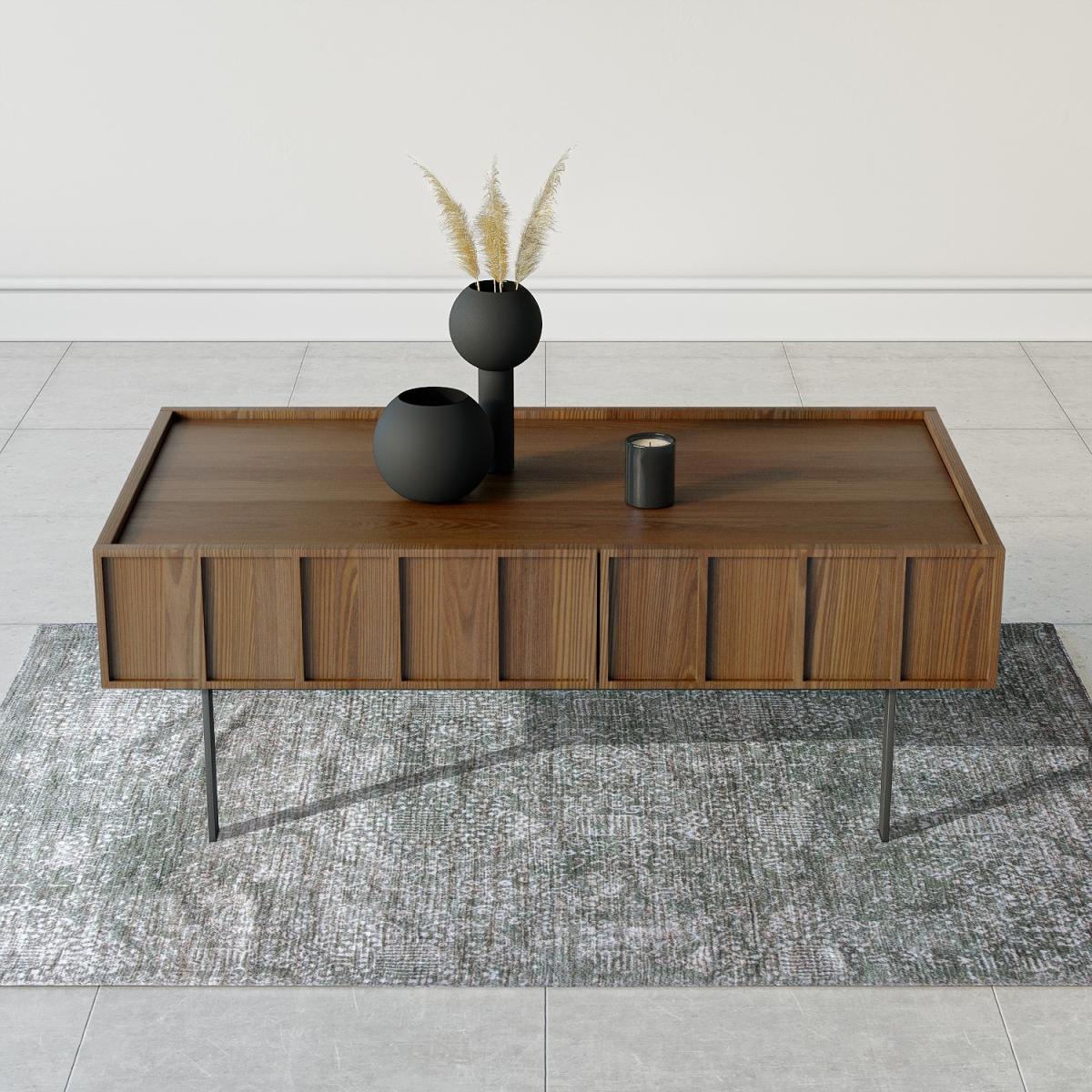Walnut Coffee Table with Storage Drawers - Helmer – image 2
