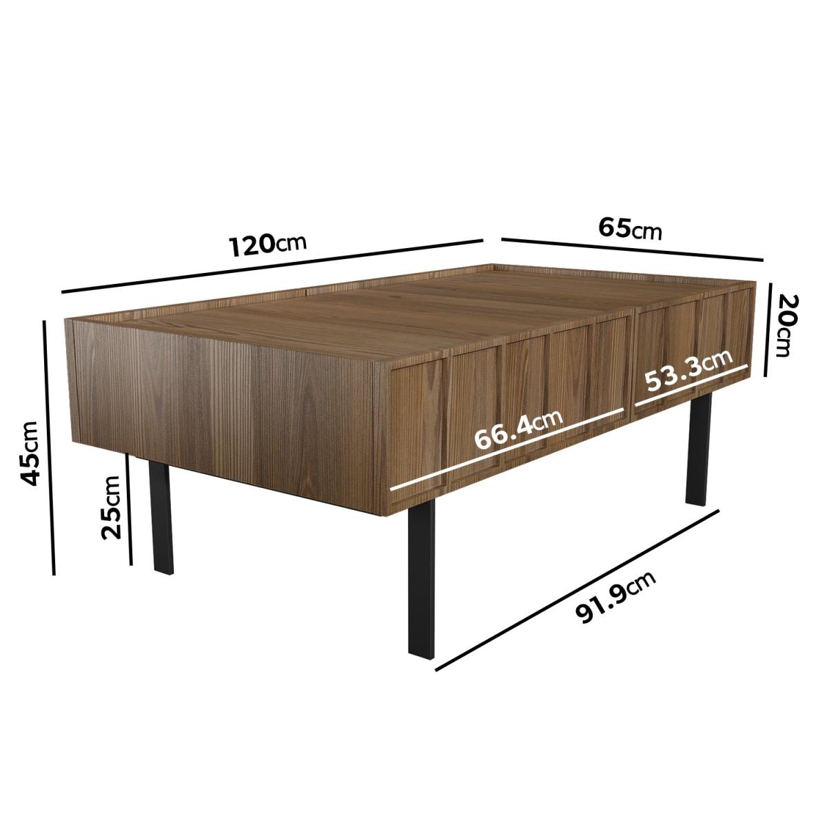 Walnut Coffee Table with Storage Drawers - Helmer – image 3