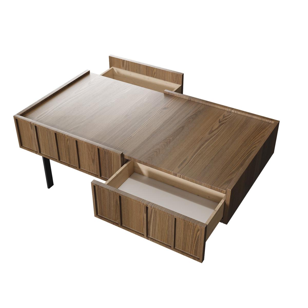 Walnut Coffee Table with Storage Drawers - Helmer – image 4