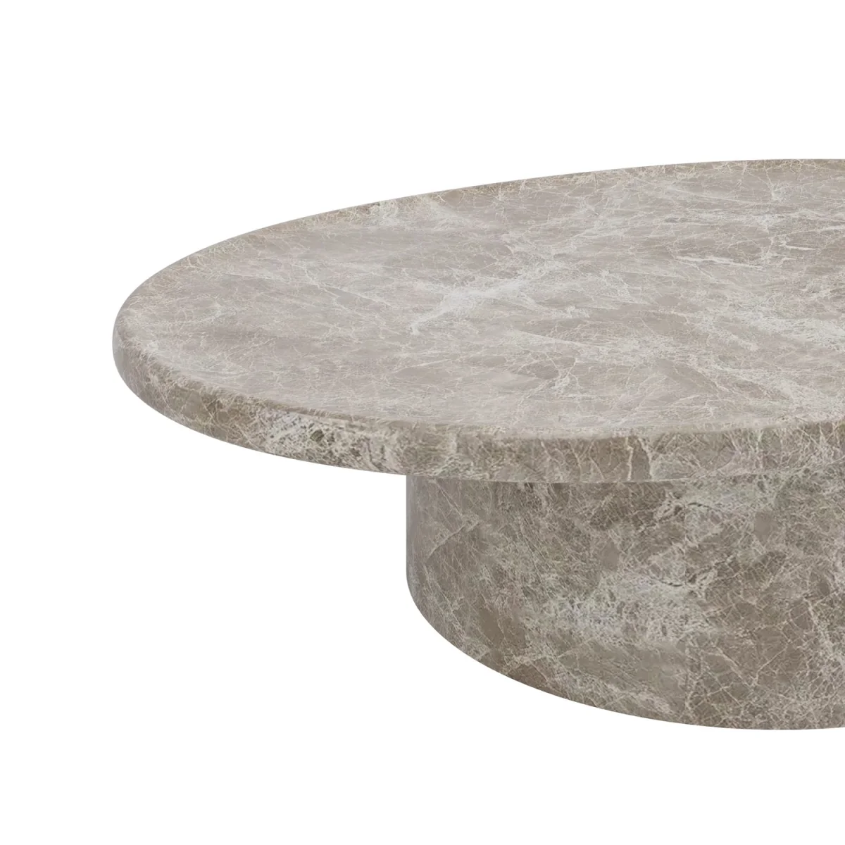 Large Beige Marble Effect Oval Coffee Table - Arrezzo – image 4