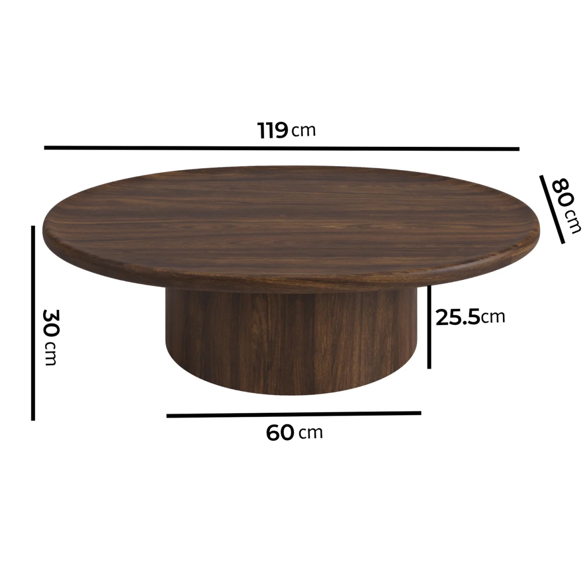Large Walnut Oval Coffee Table - Arrezzo – image 2