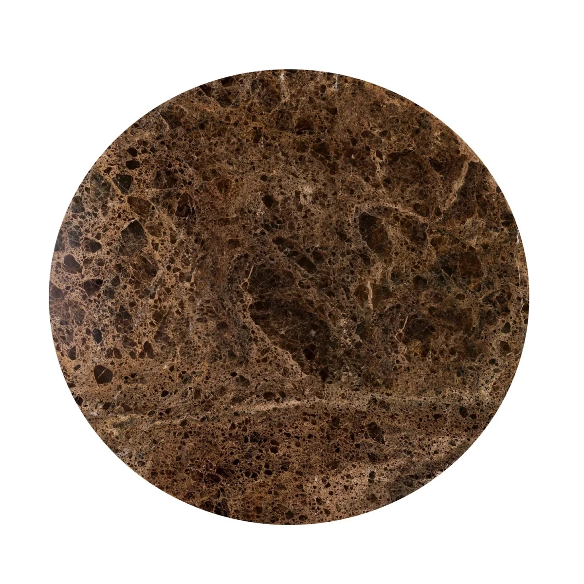 Large Round Brown Marble and Walnut Coffee Table - Ivan – image 5