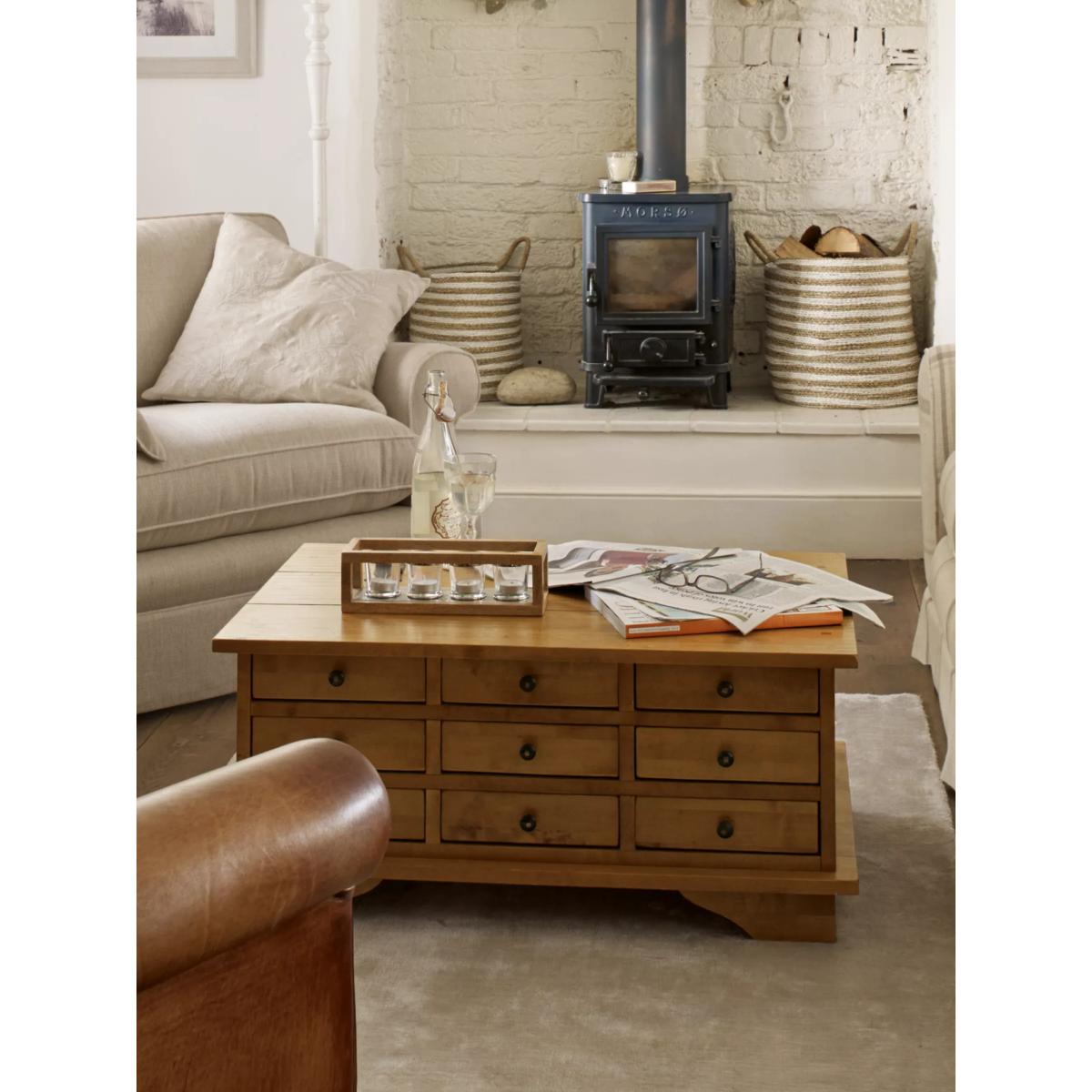 Laura Ashley Garrat 9 Drawer Coffee Table, Honey – image 6