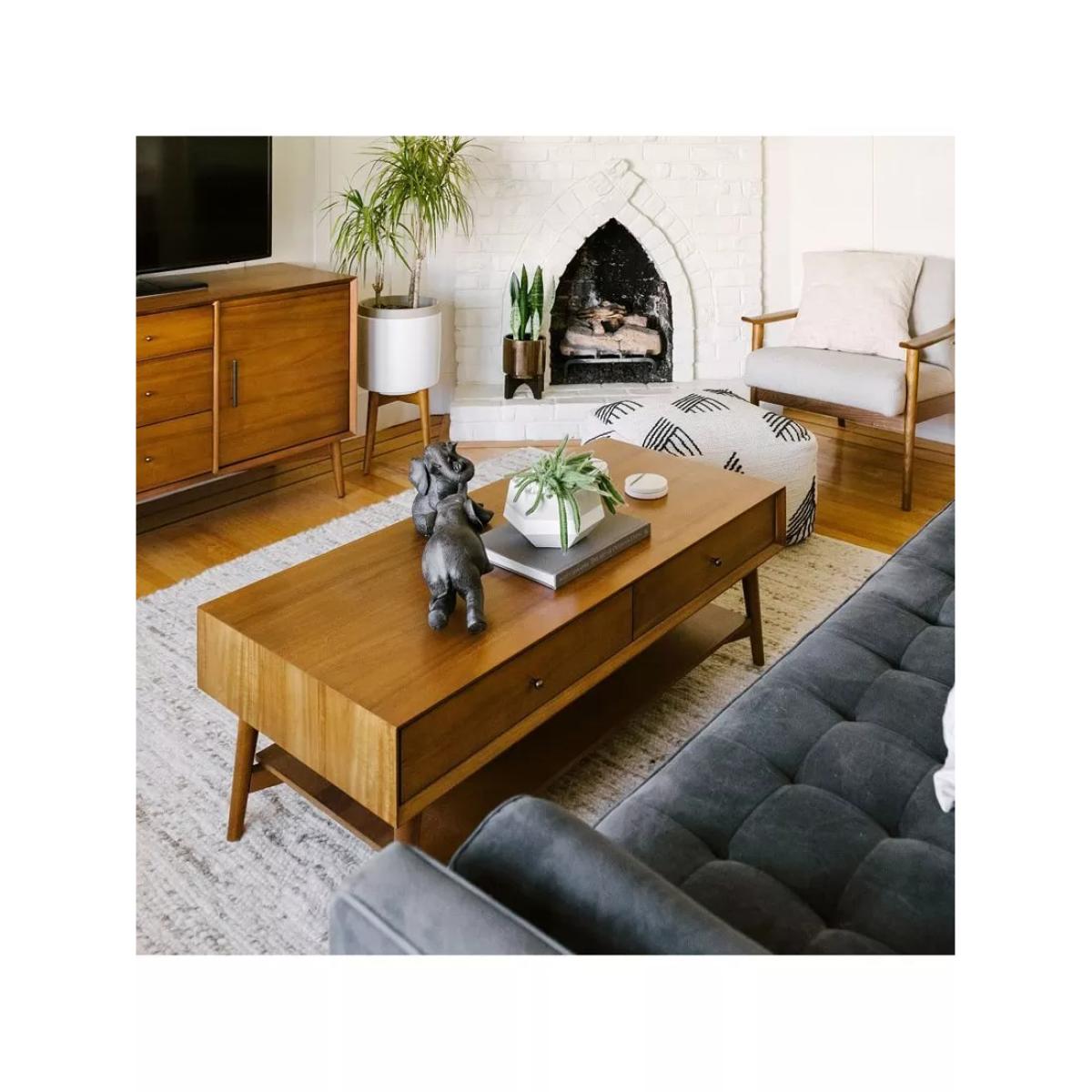 west elm Mid-Century Wood Coffee Table, Natural – image 3