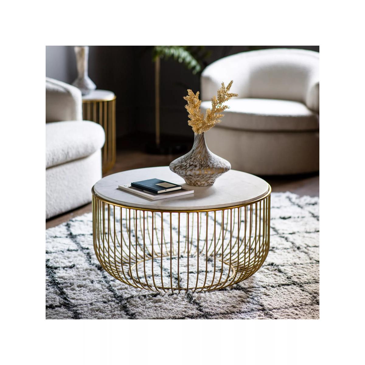 Gallery Direct Sutton Marble Coffee Table, Natural/Gold – image 2