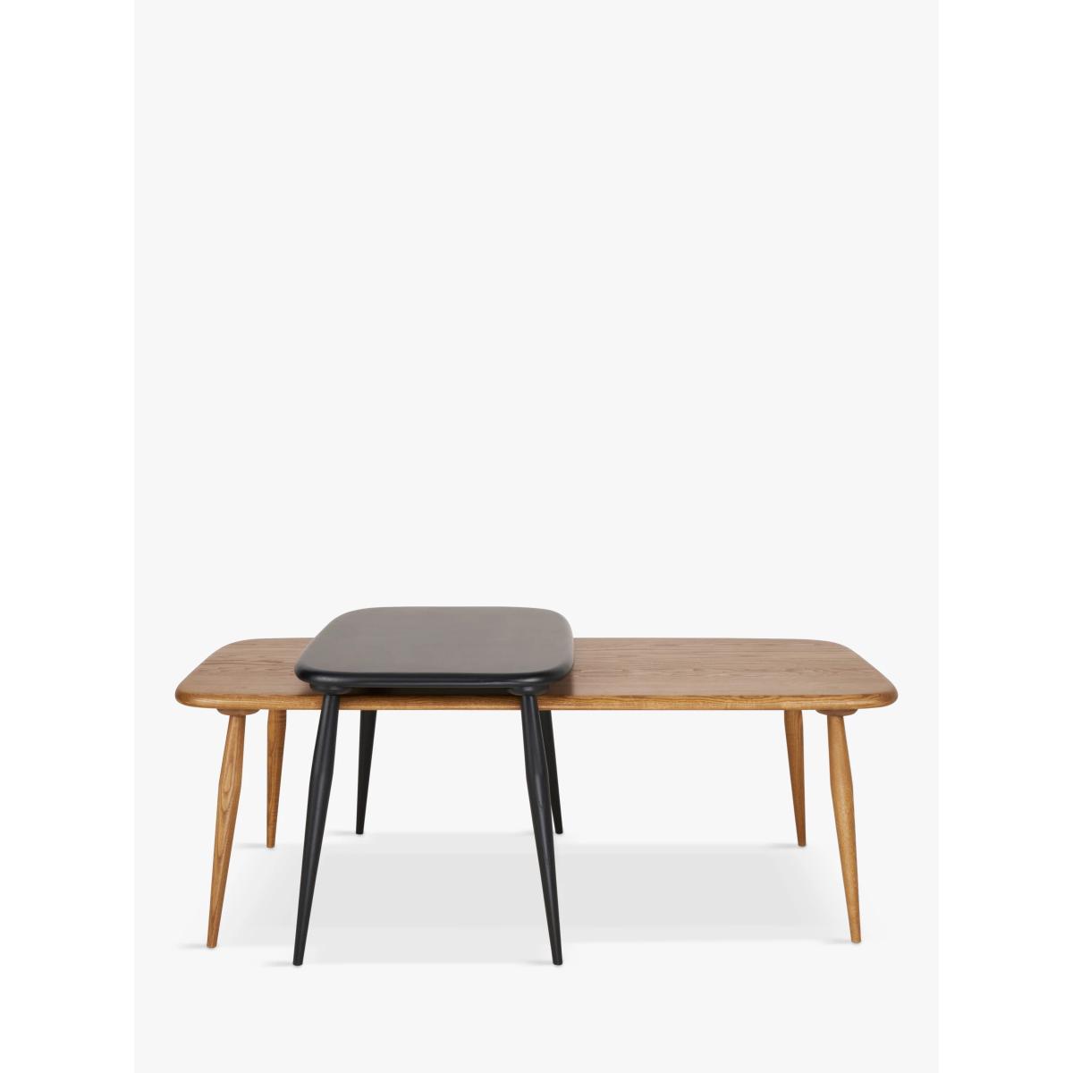 ercol for John Lewis Kensworth Nest of 2 Coffee Tables, Black/Vintage Ash – image 2
