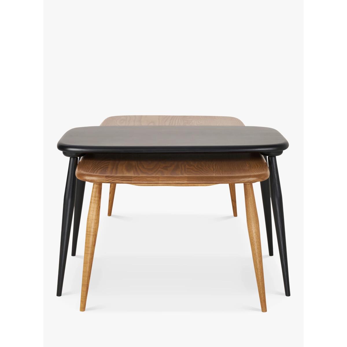 ercol for John Lewis Kensworth Nest of 2 Coffee Tables, Black/Vintage Ash – image 3