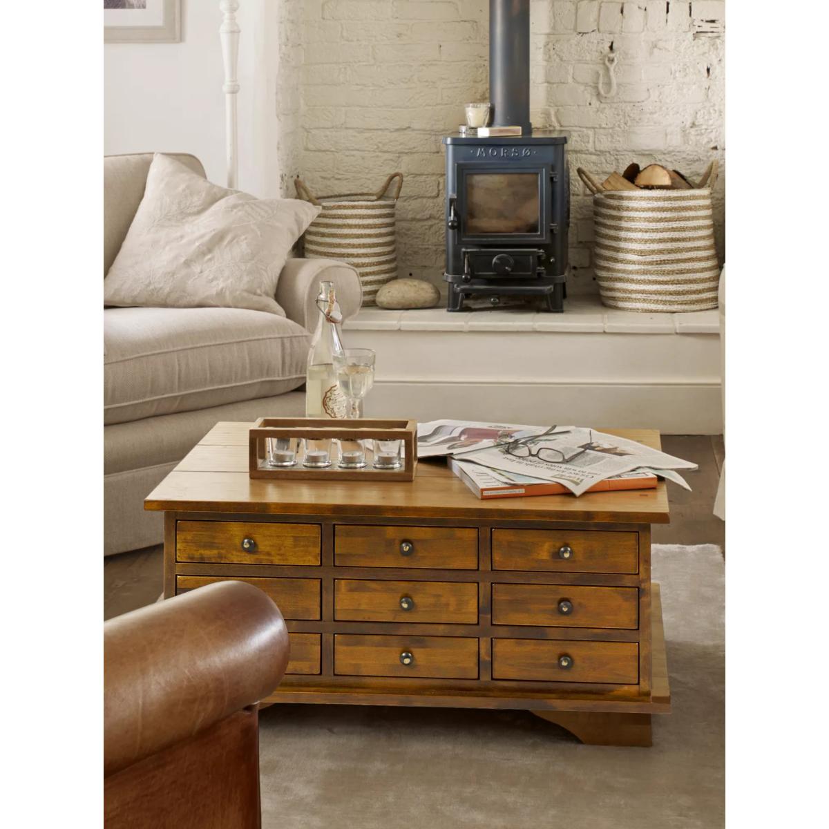 Laura Ashley Garrat 9 Drawer Coffee Table, Chestnut Brown – image 3