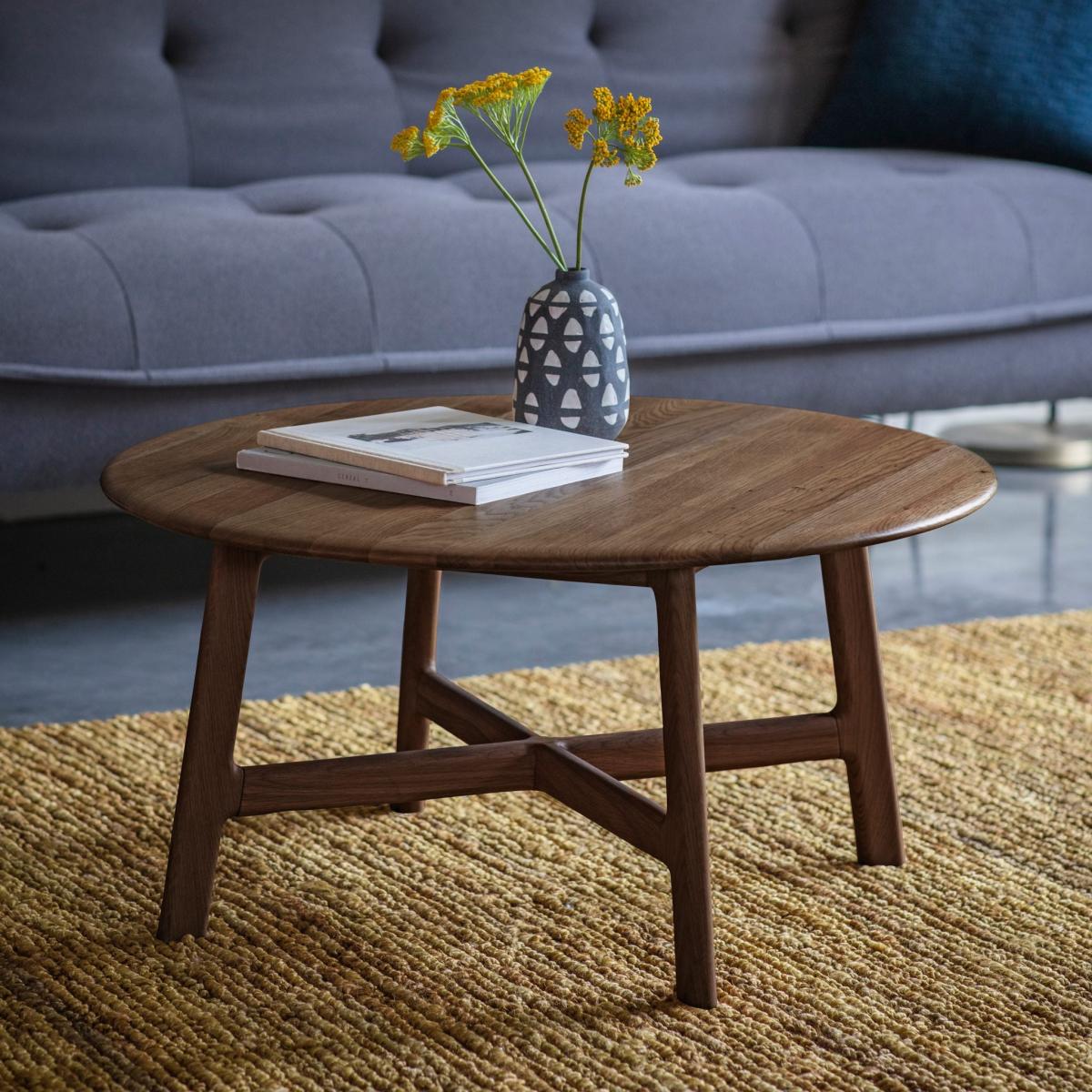 Madrid 80cm Round Dark Walnut Coffee Table – image 1