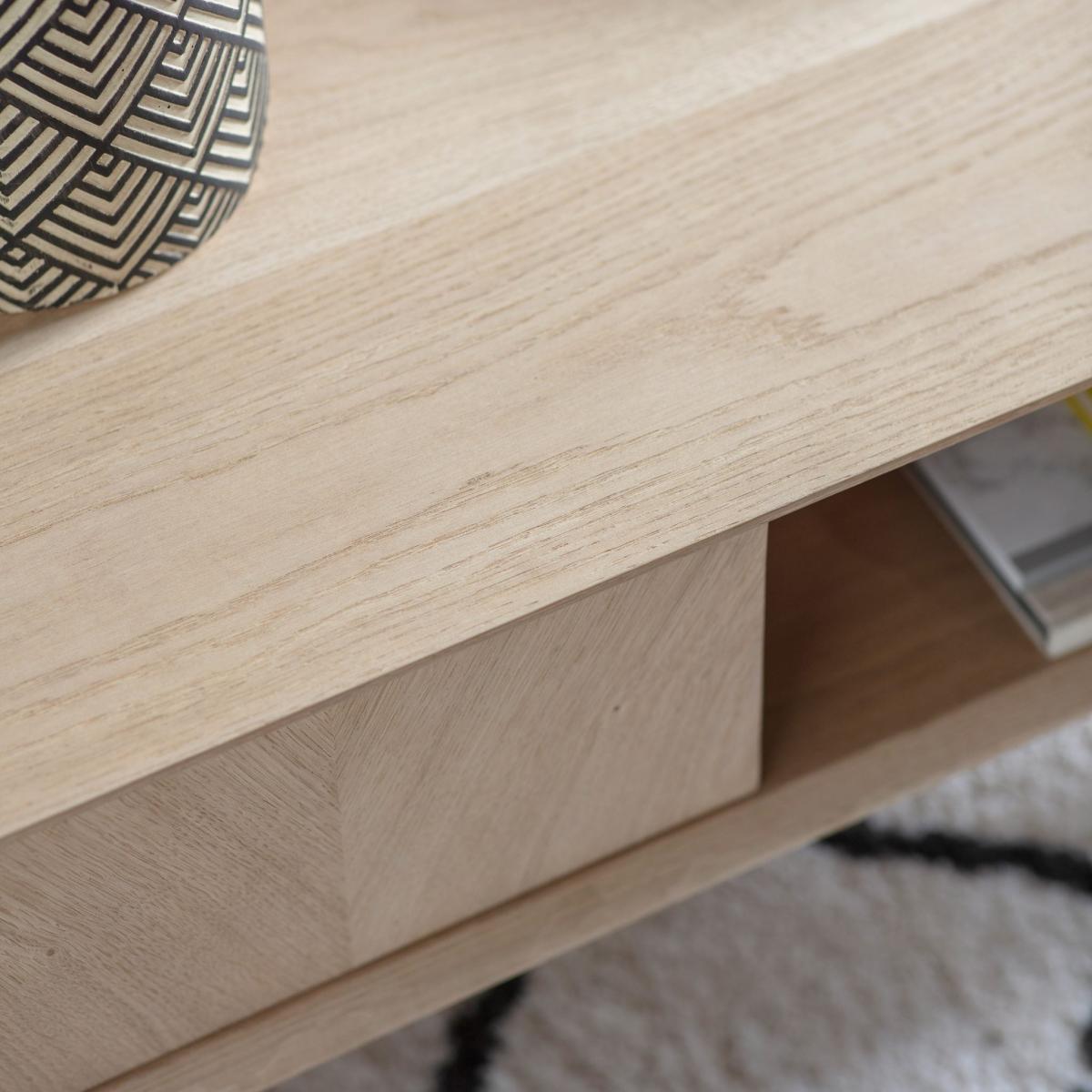 Milano 100cm Rectangle Light Oak 2 Drawer Coffee Table – image 2