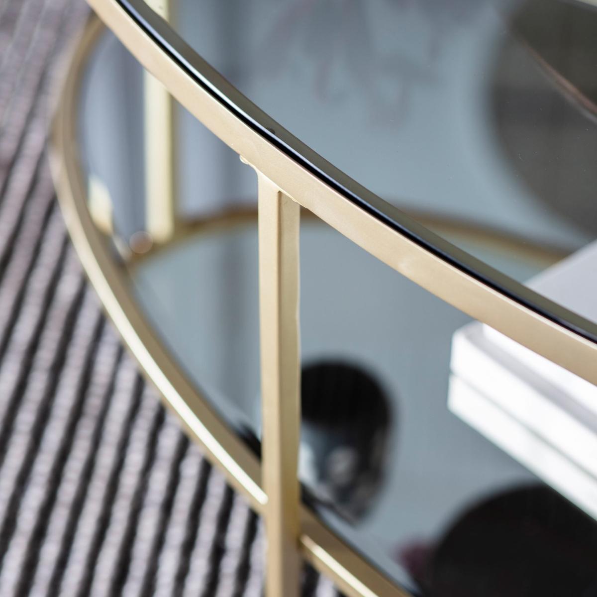 Hudson 112cm Oval Metal Coffee Table - Champagne – image 3
