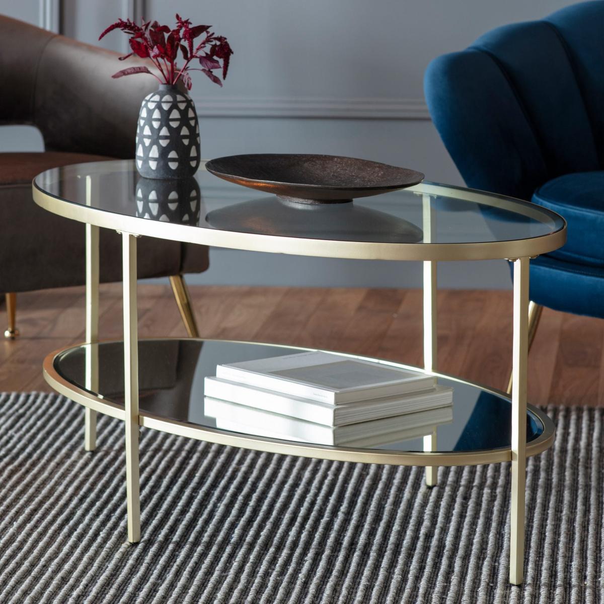 Hudson 112cm Oval Metal Coffee Table - Champagne – image 1