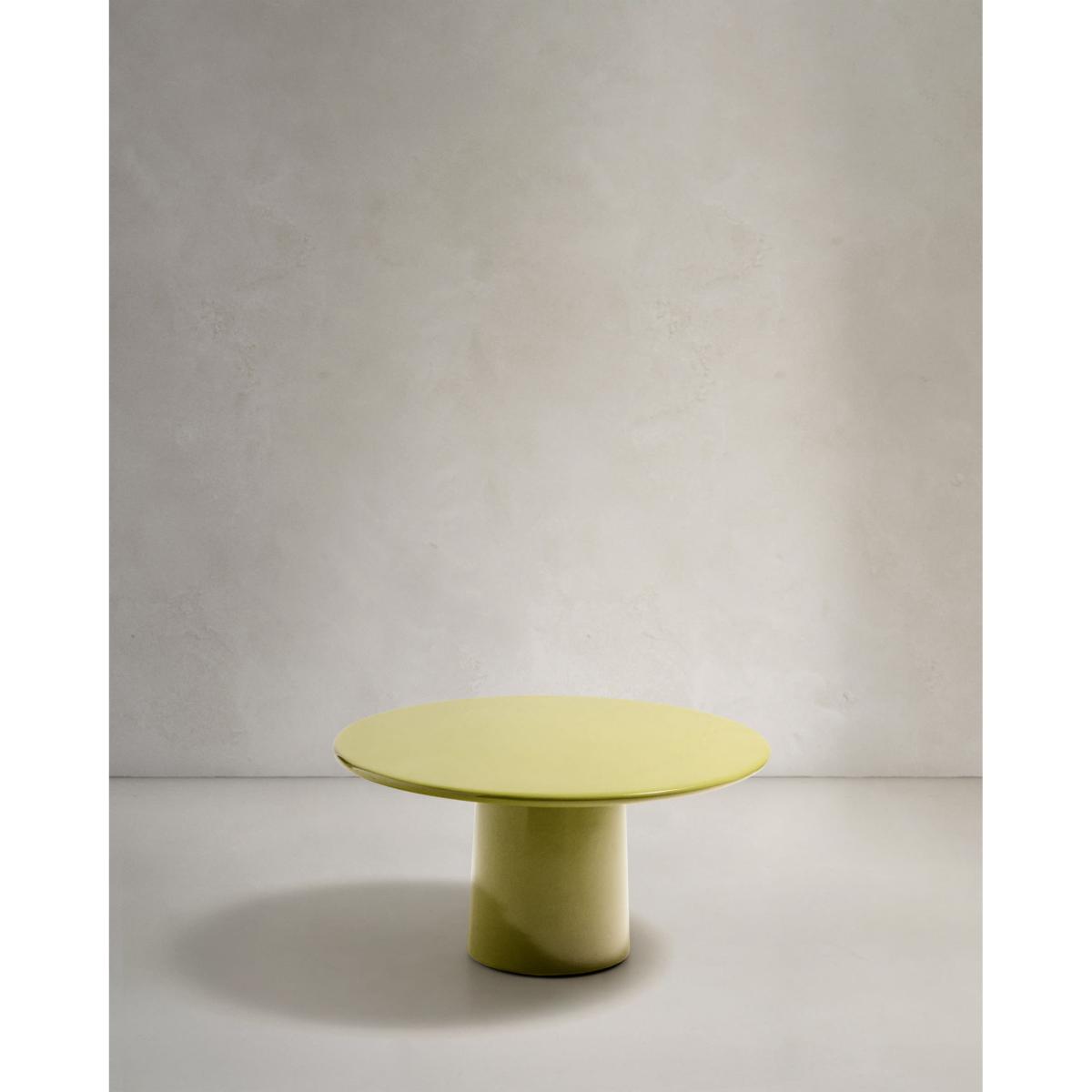 Albanella coffee table in cement with glossy green finish Ø85cm – image 4